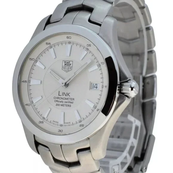 Men's Tag Heuer 39mm Link White Dial 200M Automatic Chronometer Watch! WJF5111!